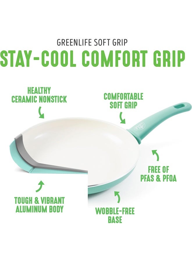 GreenLife Soft Grip 1QT and 2QT Saucepan Set Non Toxic PFASFree Ceramic Nonstick Glass Lids Stay Cool Handles Wobble Free Base Dishwasher  Oven Safe Easy Clean Multipurpose Turquoise - Image 5