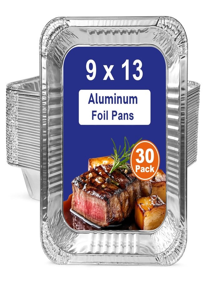 Alfolic 9x13 Aluminum Pans Disposable, 30 Pack Large Tin Foil Pans, Heavy Duty Aluminum Trays for Baking, Cooking, Turkey - Parties, Thanksgiving, Christmas - Image 1