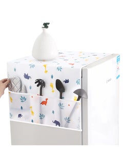 O Ozone Dust-Proof Fridge Cover Washing Machine Cover [ Fridge Organizer ] with Storage Pockets for Pods Utensils or Anything for Quick Access - White  - Image 1