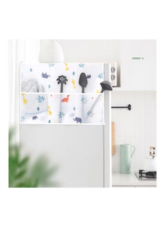 O Ozone Dust-Proof Fridge Cover Washing Machine Cover [ Fridge Organizer ] with Storage Pockets for Pods Utensils or Anything for Quick Access - White  - Image 3