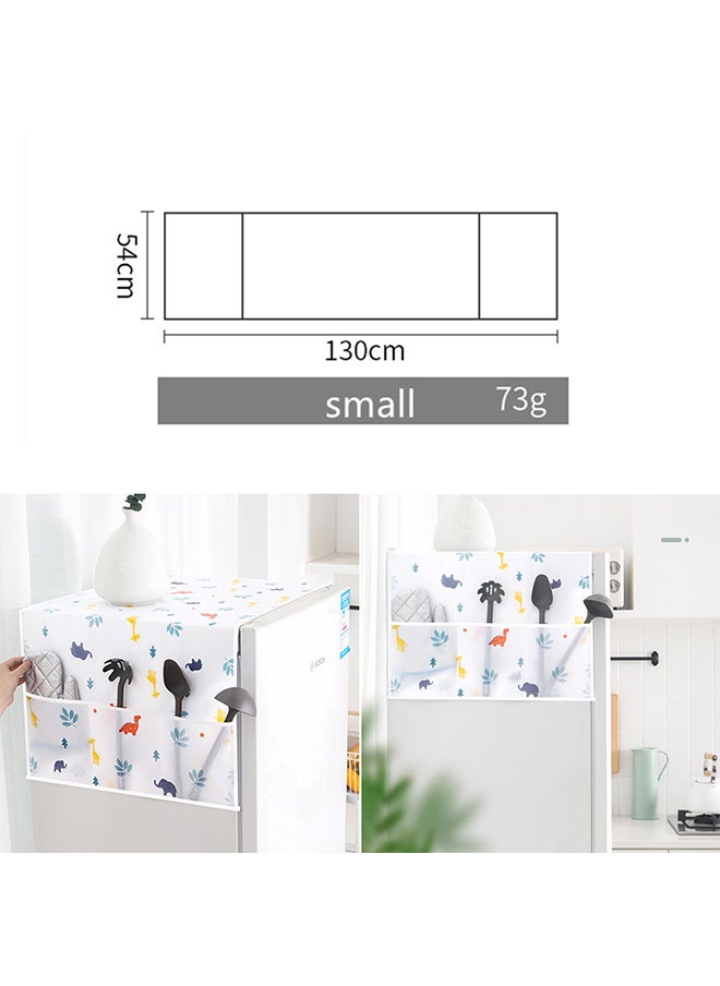 O Ozone - Dust-Proof Fridge Cover Washing Machine Cover [ Fridge Organizer ] with Storage Pockets for Pods Utensils or Anything for Quick Access - White - Image 1