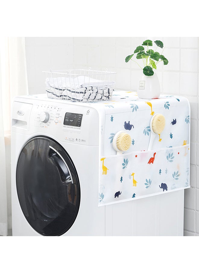 O Ozone - Dust-Proof Fridge Cover Washing Machine Cover [ Fridge Organizer ] with Storage Pockets for Pods Utensils or Anything for Quick Access - White - Image 1