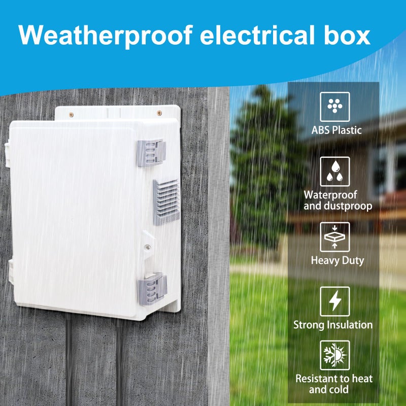 YETLEBOX Electrical Junction Box, Outdoor Water Resistant Nema Enclosure, Ventilated ABS Plastic WiFi Project Box with Internal Mounting Panel & Hinged Cover 9.2" Lx 7" Wx 4.6" H - Image 2