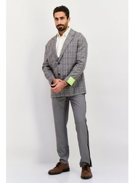 SELECTED Men Regular Fit Plaid Blazer, Grey  - Image 4
