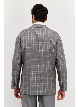 SELECTED Men Regular Fit Plaid Blazer, Grey  - Image 2