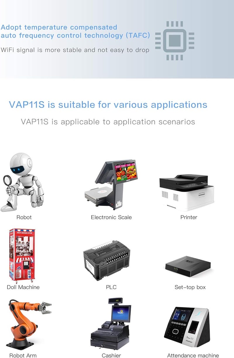 Vonets Industrial 2.4GHz WiFi Bridge Ethernet Wireless Repeater/Mini Router/WiFi Hotspot Extender/Signal Booster, USB/DC Powered, 2 RJ45 Ports for DVR, IP Camera, PLC, PS3, Network Devices VAP11S - Image 5