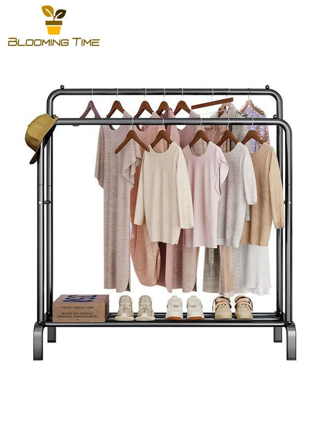 بلومنغ تايم شماعات الطابق إلى السقف غرفة نوم المنزلية معطف الرف رف ملابس بسيطة تجفيف الرف رف داخلي سكة تعليق ملابس ، أسود - Image 5