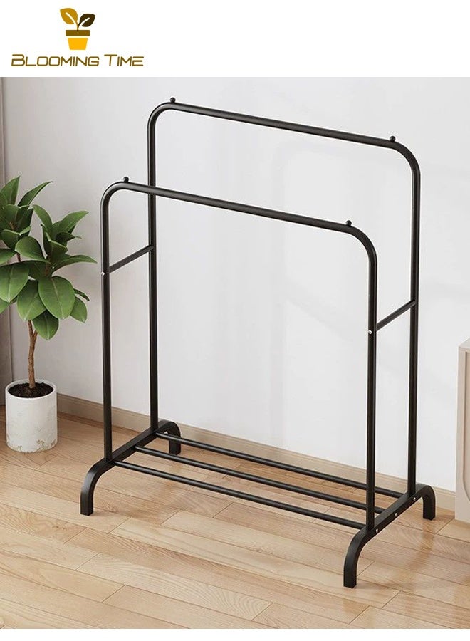 بلومنغ تايم شماعات الطابق إلى السقف غرفة نوم المنزلية معطف الرف رف ملابس بسيطة تجفيف الرف رف داخلي سكة تعليق ملابس ، أسود - Image 4