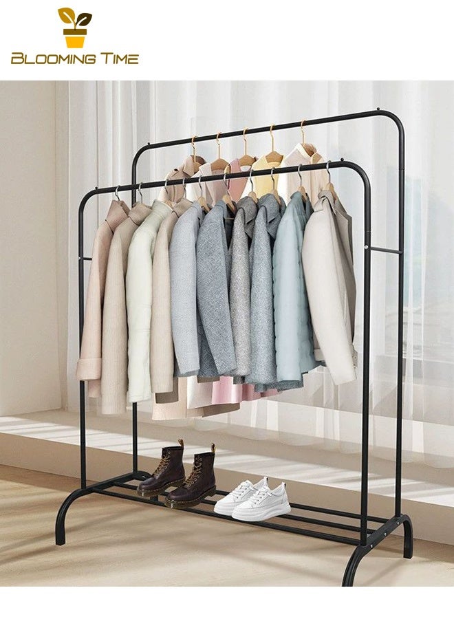 بلومنغ تايم شماعات الطابق إلى السقف غرفة نوم المنزلية معطف الرف رف ملابس بسيطة تجفيف الرف رف داخلي سكة تعليق ملابس ، أسود - Image 3
