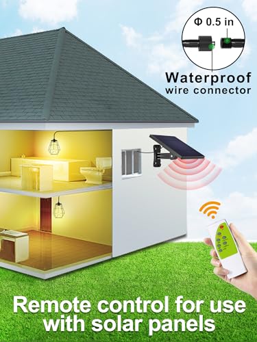 intelamp Solar Pendant Lights Indoor Outdoor, 4000mAh Gazebo Shed Chandeliers with Remote Dust to Dawn Mode 16.4Ft Hanging Lighting Interior for Outside Barns Toolsheds Chicken Coop - Image 3