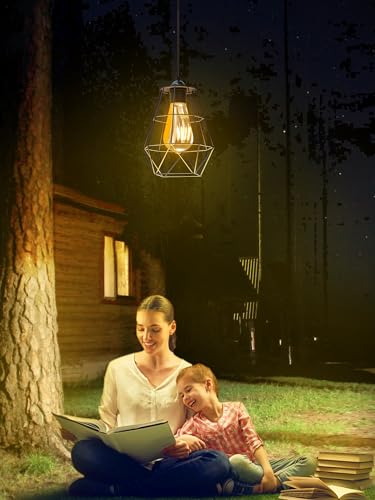 intelamp Solar Pendant Lights Indoor Outdoor, 4000mAh Gazebo Shed Chandeliers with Remote Dust to Dawn Mode 16.4Ft Hanging Lighting Interior for Outside Barns Toolsheds Chicken Coop - Image 4