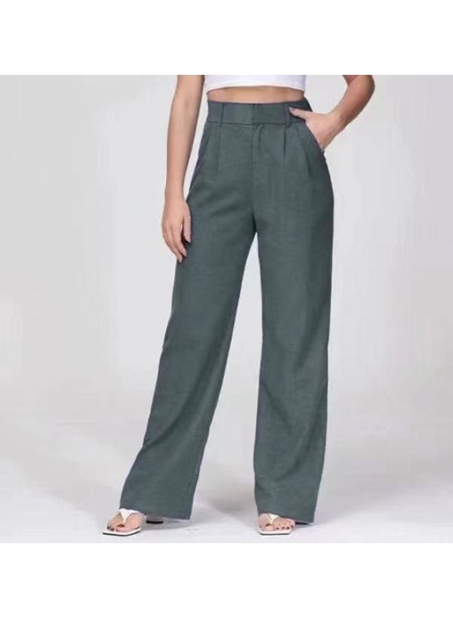 Spot Elegant Commuter Sag Slim Back Real Bag High Waist Wide Leg Pants All-match Casual Wide Leg Pants