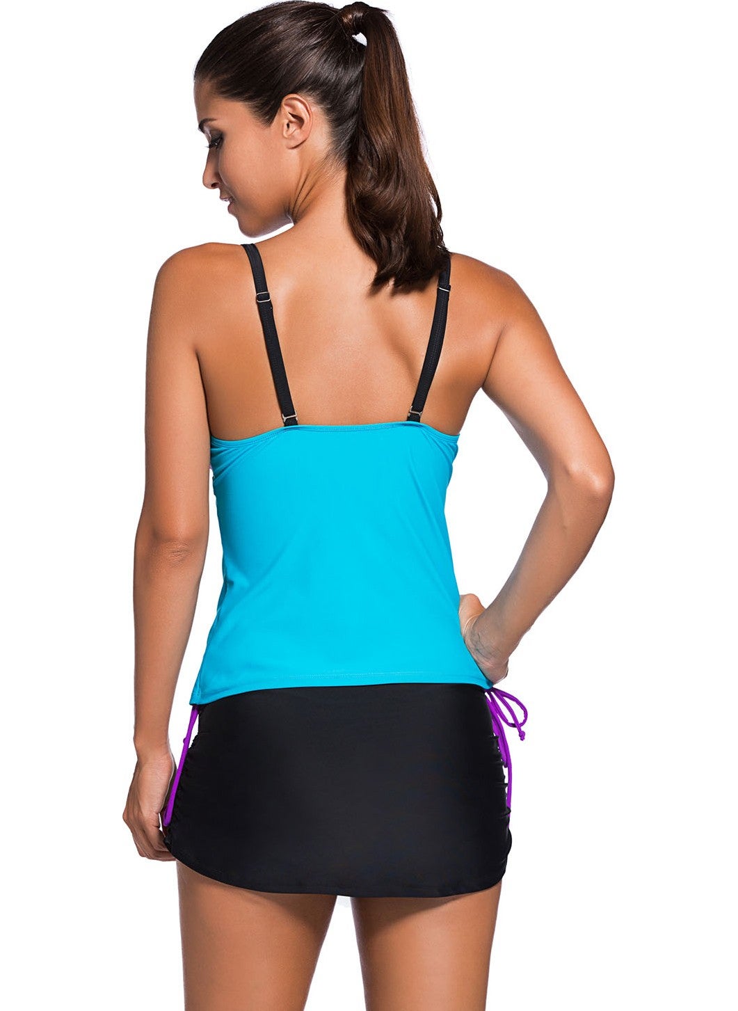 Angelsin Colored Tankini Skirt Bikini Set  - Image 2