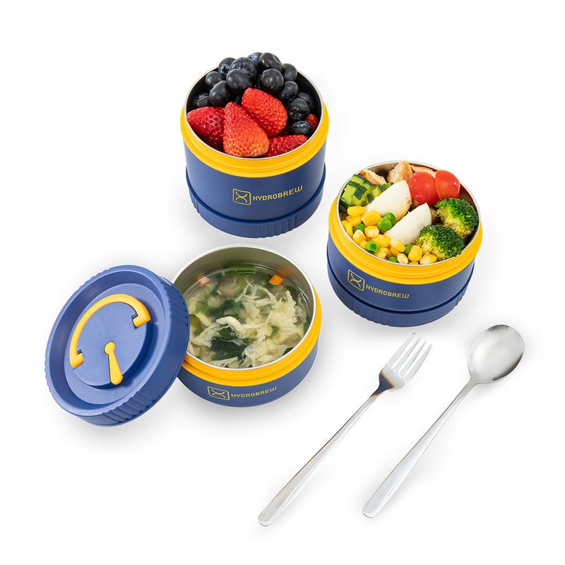 Hydrobrew Trio Deck Lunch Box w/ Lunch Bag and Cutlery - Majestic Blue - Image 5