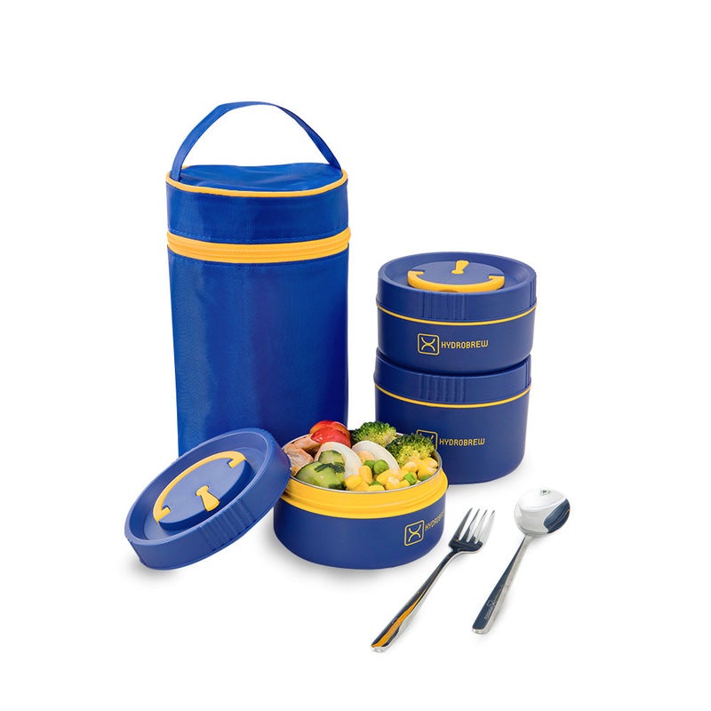 Hydrobrew Trio Deck Lunch Box w/ Lunch Bag and Cutlery - Majestic Blue - Image 4