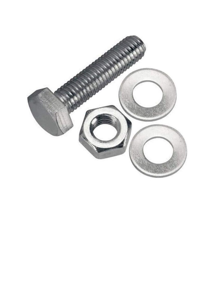 12 pcs Hex Head Screw Bolts Nuts & Washers Fully Thread GI Plain Finish Bolt Set. (18, 120MM)  - Image 2