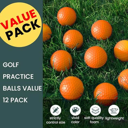 FINGER TEN Golf Practice Balls Foam Colored Value 12 24 50 Pack, Golf Ball Limited Flight for Indoor Outdoor Driving Range Backyard Training (Orange, 12 Pack) - Image 2