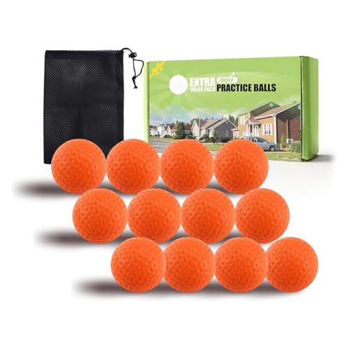 FINGER TEN Golf Practice Balls Foam Colored Value 12 24 50 Pack, Golf Ball Limited Flight for Indoor Outdoor Driving Range Backyard Training (Orange, 12 Pack) - Image 1