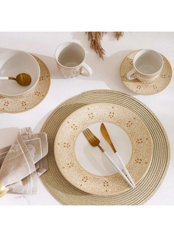 Pan Home فنجان شاي وصحن مزخرف بالذهب - أبيض - Image 3