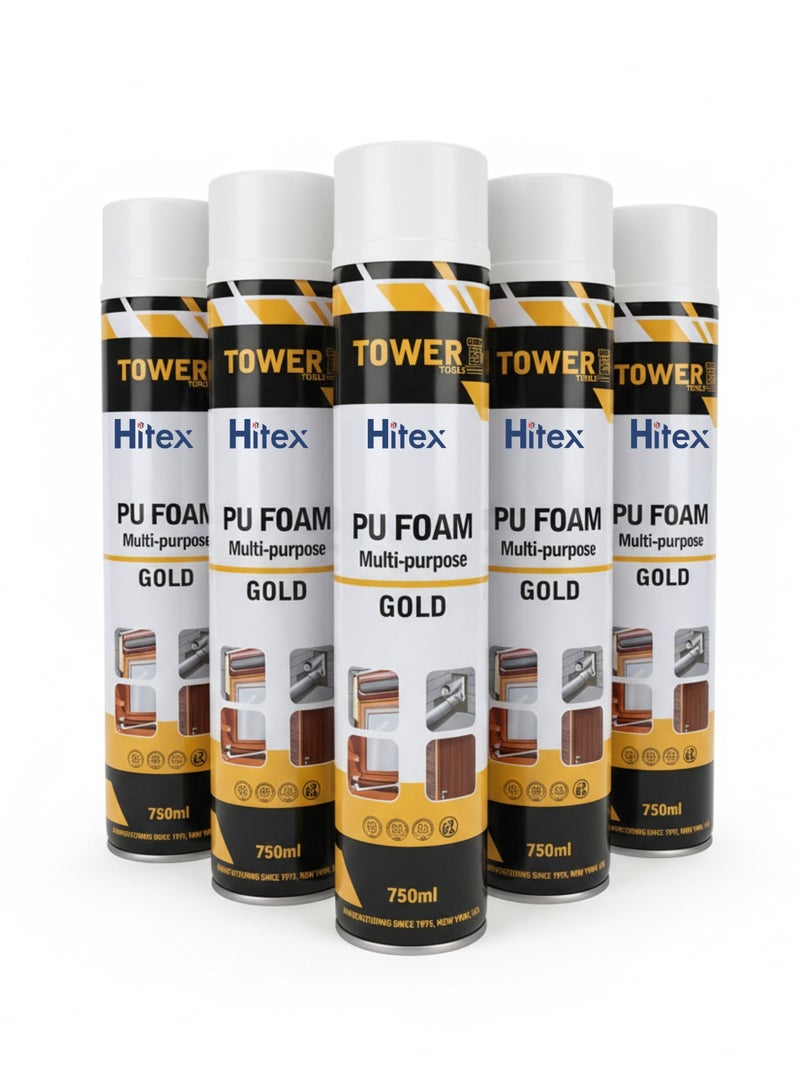 Hitex TOWER PU Foam Multi-Purpose 750ml with Straw – High Expansion Insulation & Gap Filler | Seals Cracks, Joints, Cavities | Adhesive, Soundproofing & Heat Insulation | Easy Application (5) - Image 1