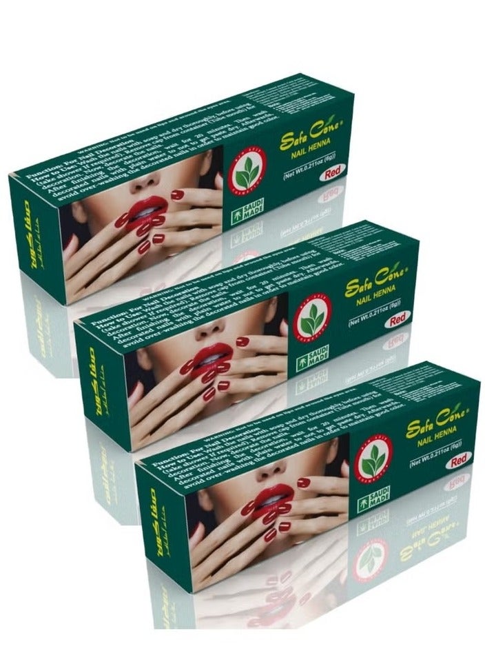 Safa Pack of 3 Henna Nails Red - 3x6 g - Image 1