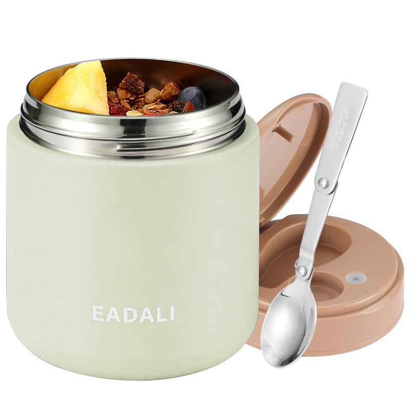 Eadali 15.2oz Kids thermo Food Jar - SUS316 Insulated Lunch Container with Handle & Spoon, Leakproof Wide Mouth Food thermo for Hot & Cold Meals for School Office - Image 1