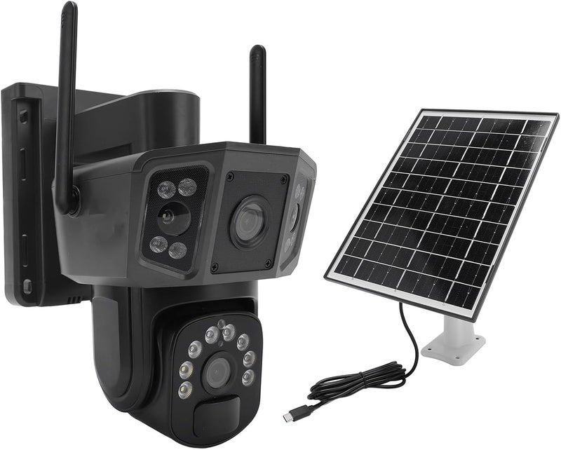 8MP Solar Security Camera Wireless Outdoor 4G WiFi Panoramic Tracking Dual Lens Night Vision Auto Tracking Human Detection US Version - Image 1
