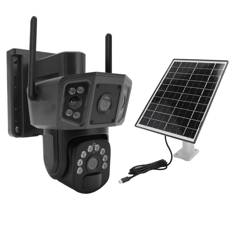 8MP Solar Security Camera Wireless Outdoor 4G WiFi Panoramic Tracking Dual Lens Night Vision Auto Tracking Human Detection US Version - Image 2