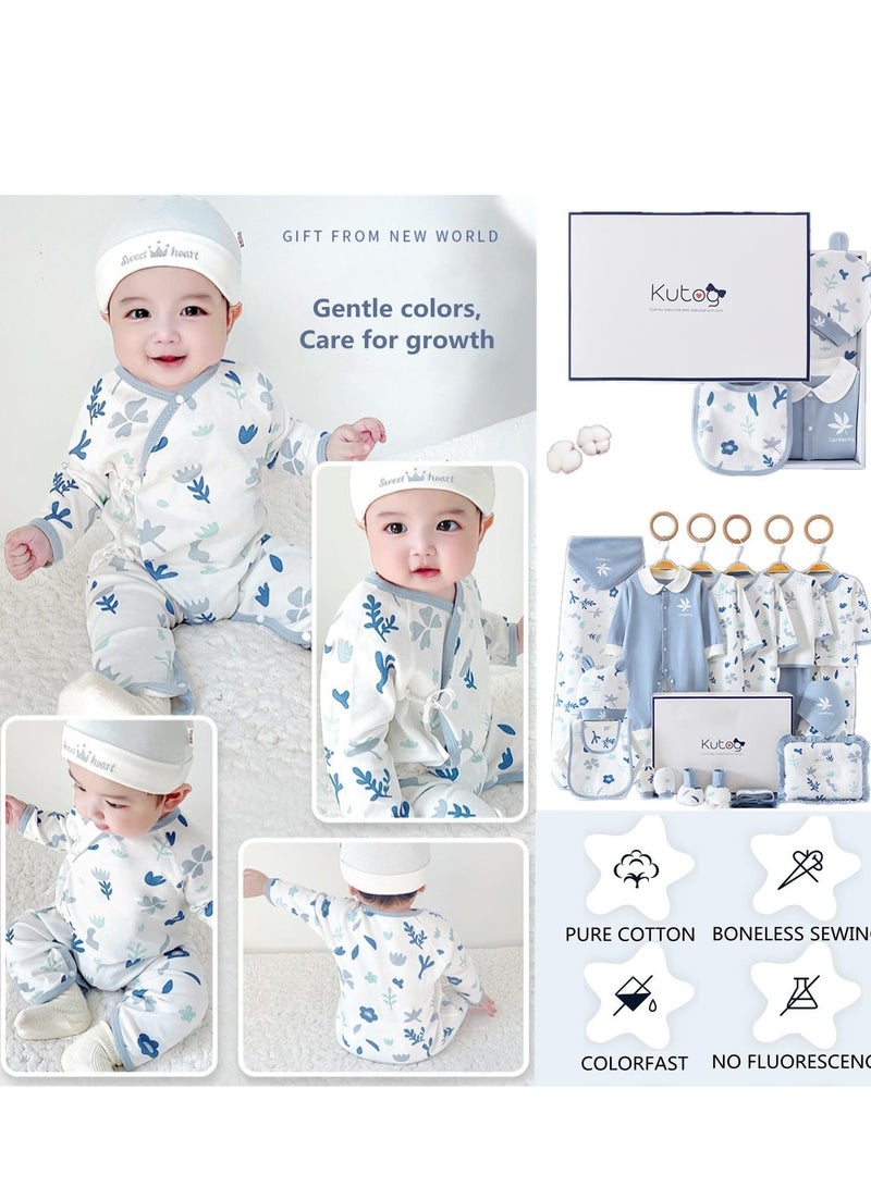 DOOKOO Newborn Clothing u0026 Accessory Set,Baby Newborn Essentials Gift Set Premium Cotton Breathable Baby Clothes Bibs Hat Blanket and Socks Set Fits Newborn to 3 Months Baby Boy Girls - Image 3