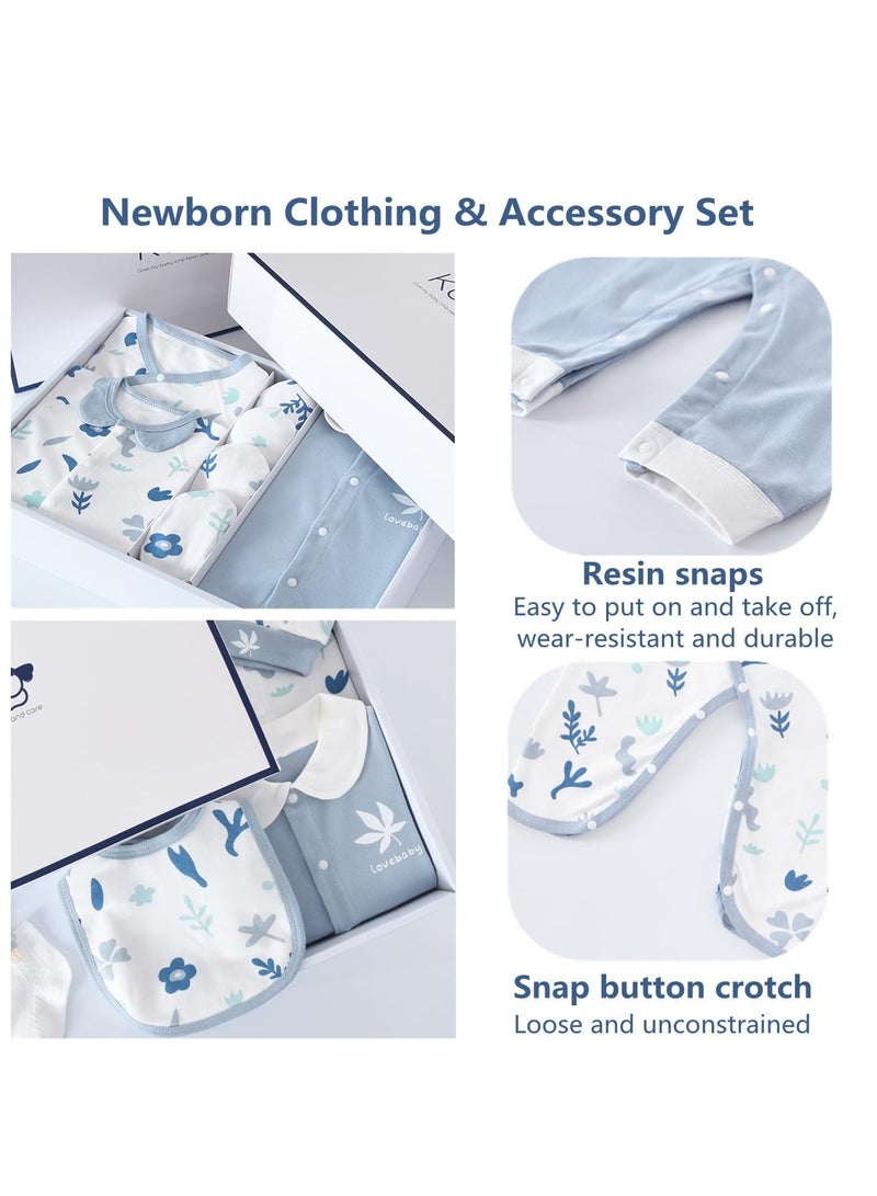DOOKOO Newborn Clothing u0026 Accessory Set,Baby Newborn Essentials Gift Set Premium Cotton Breathable Baby Clothes Bibs Hat Blanket and Socks Set Fits Newborn to 3 Months Baby Boy Girls - Image 4