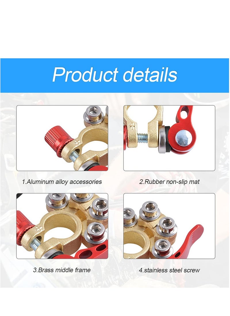 KASTWAVE Car Battery Terminal Connectors 2 Pcs 4 Way Quick Release Disconnect Car Battery Terminal for SAE JIS Type A Posts Compatible With Cars Vans Trucks and More  - Image 3
