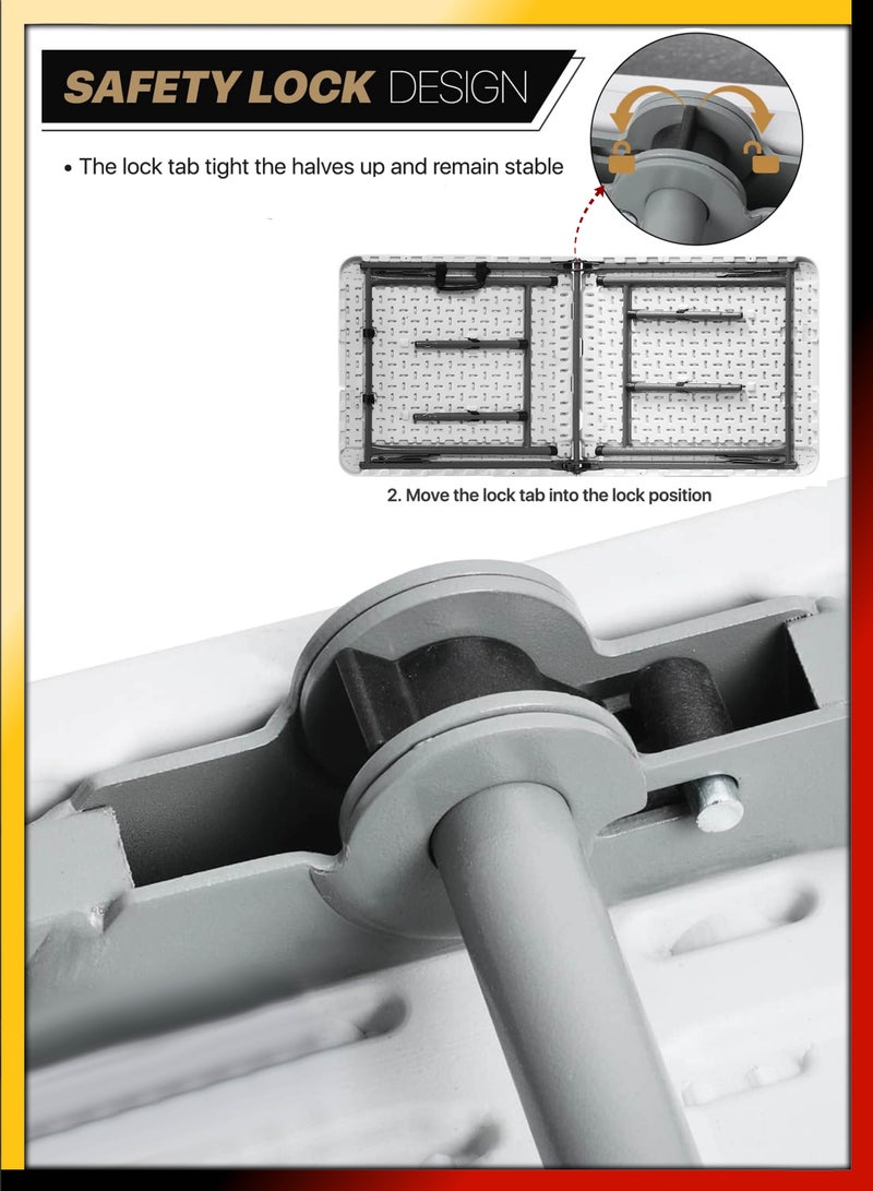 إسكدنيا طاولة تخييم قابلة للطي ومستطيلة متعددة الأغراض بطول 122 سم ، وخفيفة الوزن وقابلة للطي من الألومنيوم ، وحامل قابل للحمل في الأماكن المغلقة وفي الهواء الطلق وحفلات الشواء والمطبخ وتناول الطعام في المنزل - Image 5