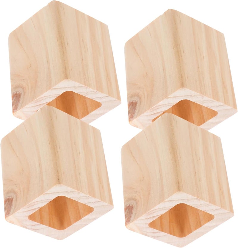 Uonlytech 4Pcs Wooden Bed Risers Solid Height Increase Pads for Furniture Legs Durable Square Design for Sofa Chair Table and Bed Frames Elegant Minimalist Style Protects Floors - Image 1