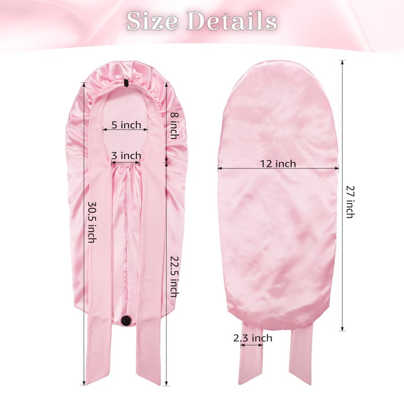 ROYBENS Long Bonnet Satin Hair Silk Bonnet for Sleeping Women, Silky Bonnets for Women with Tie Band, Sleep Cap for Braids Curly Hair - Image 5