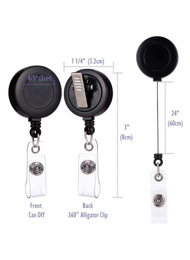 QREEL 2 Pack - Retractable ID Name Badge Holder Reels with Swivel Alligator Clip (Black) - Image 2