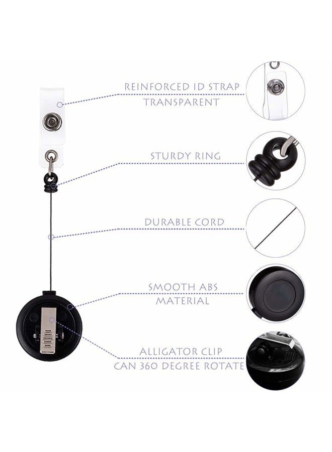 QREEL 2 Pack - Retractable ID Name Badge Holder Reels with Swivel Alligator Clip (Black) - Image 3
