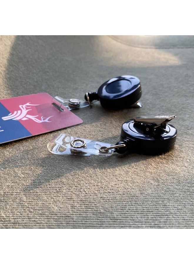 QREEL 2 Pack - Retractable ID Name Badge Holder Reels with Swivel Alligator Clip (Black) - Image 4
