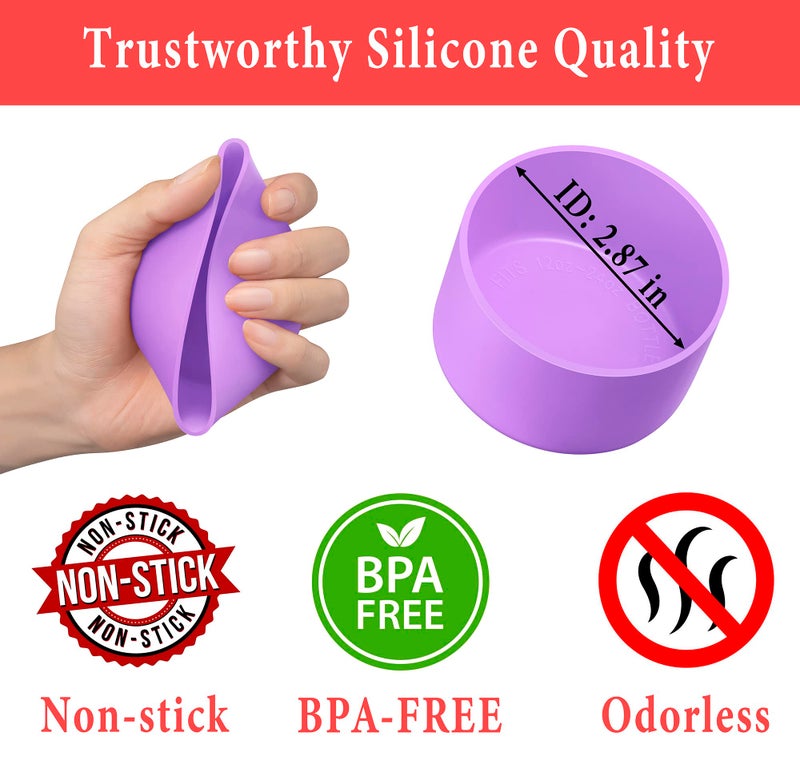 KTKUDY 2Pcs Silicone Boot for Stanley Quencher Tumbler H2.0 30 oz 40 oz & IceFlow 20 oz 30 oz & Intended for Hydro Flask Water Bottle 12-24 oz - Cup Bottom Accessories Fits Stanley Cup, Purple - Image 5
