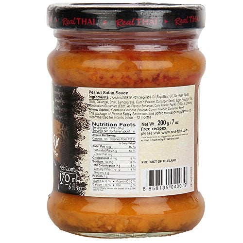 Real THAI Original Thai Cuisine Peanut Satay Sauce, 5.75 oz ℮ 170 ml - Image 2