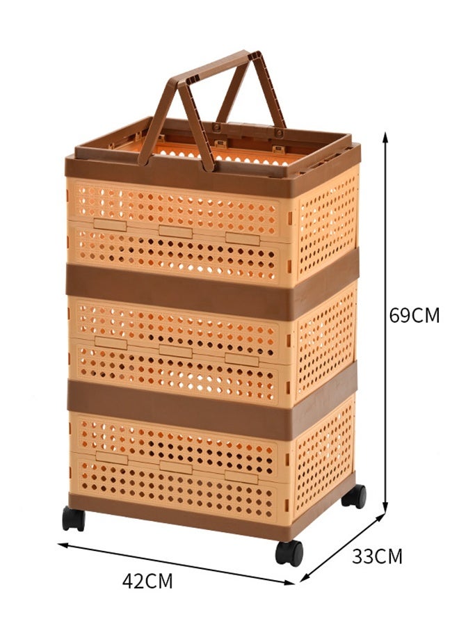 بلومنغ تايم سلة تخزين قابلة للطي مع عجلات ، صندوق تخزين منزلي قابل للإزالة ، سلة تخزين أشتات محمولة ، سلة تخزين ، سلة تخزين متعددة الوظائف ، تصميم قابل للطي من 3 طبقات ، جاهز للاستخدام عند تكشفه ، قابل للتنفس وعملي ، تصميم محمول ، سلة/صندوق تخزين منزلي للتخييم - Image 4