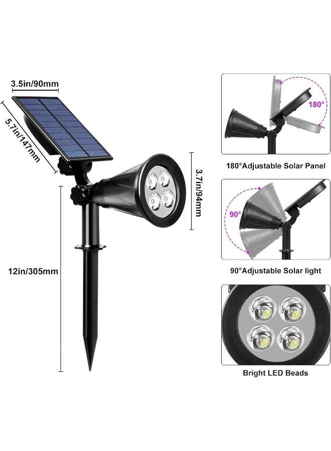 T-SUN [2 Pack] LED Solar Spotlights, Waterproof Outdoor Security Landscape Lamps, Auto-on/Auto-Off by Day, 180 Angle Adjustable for Tree, Patio, Yard, Garden, Driveway, Stairs, Pool Area - Image 4