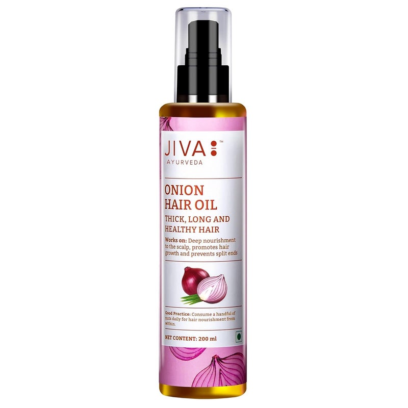 Jiva Onion Oil 200ml  100 Ayurvedic Formulation With IFRA Certified Fragrance  Provides Deep Nourishment Promotes Hair Growth  Prevents Split Ends Pack Of 1 - Image 1