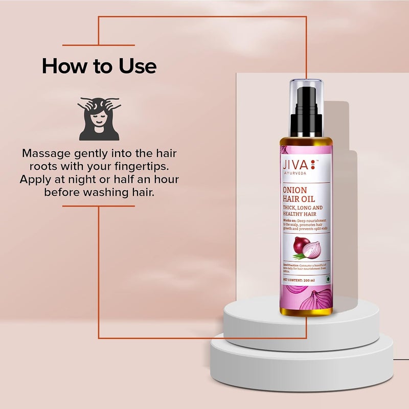 Jiva Onion Oil 200ml  100 Ayurvedic Formulation With IFRA Certified Fragrance  Provides Deep Nourishment Promotes Hair Growth  Prevents Split Ends Pack Of 1 - Image 3