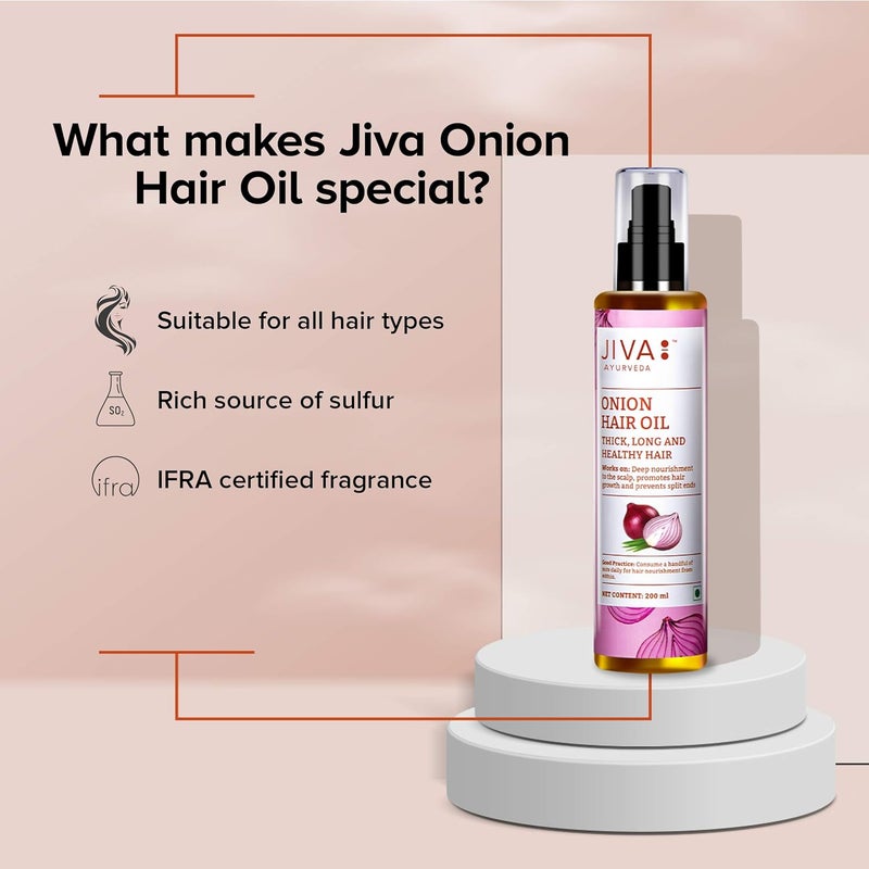 Jiva Onion Oil 200ml  100 Ayurvedic Formulation With IFRA Certified Fragrance  Provides Deep Nourishment Promotes Hair Growth  Prevents Split Ends Pack Of 1 - Image 4
