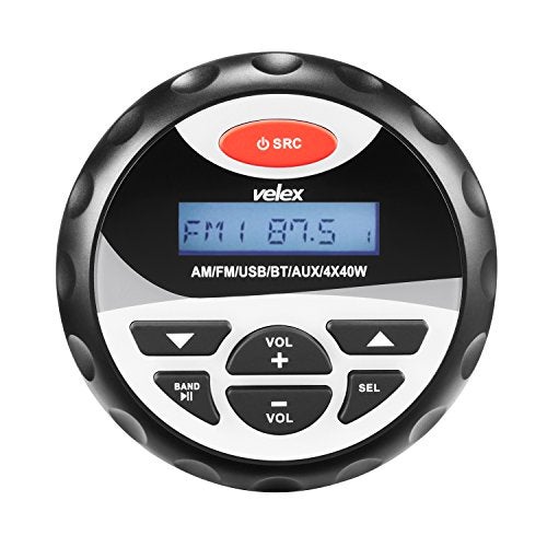 velex Marine Stereo, in-Dash, Marine Gauge, Bluetooth, Digital Media MP3 / WMA/USB/AM/FM Weather-Proof Marine Stereo, (No CD Player) - Image 1