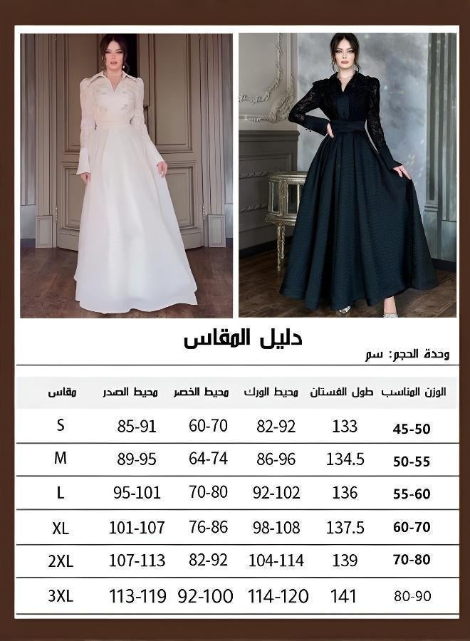 Classic French Long Slim Dress, Handcrafted Lace Design - Image 3