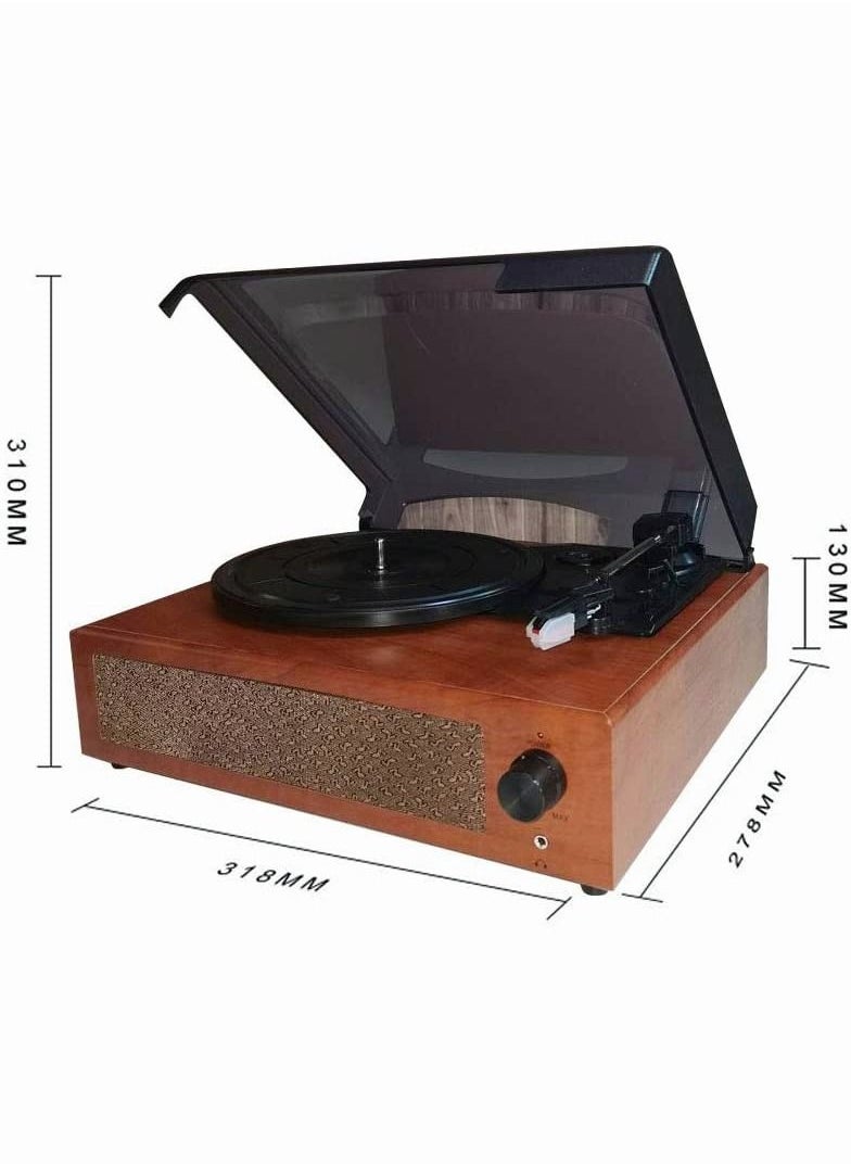 Generic - Bluetooth Vinyl Record Player, with Built-in Speakers, Vinyl Record to USB Recording,3-Speed Turntables (Walnut) (Brown) - Image 1