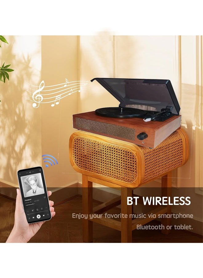 Generic - Bluetooth Vinyl Record Player, with Built-in Speakers, Vinyl Record to USB Recording,3-Speed Turntables (Walnut) (Brown) - Image 1