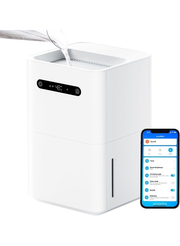 سمارت مي جهاز ترطيب الهواء الذكي Smartmi Evaporative Humidifier 3 لغرف النوم وغرف الأطفال، سعة 5 لتر، سهل التعبئة من الأعلى، مناسب للمنزل والمكتب والنباتات، يحافظ على مستوى رطوبة ثابت بذكاء، إيقاف تلقائي، تشغيل هادئ بدون الحاجة لفلاتر، يدوم لمدة 14.2 ساعة. - Image 1