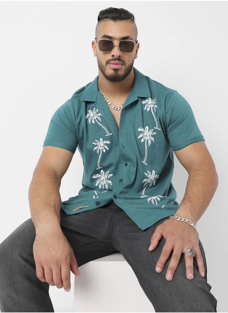 Instafab Plus Palm Tree Knit Shirt